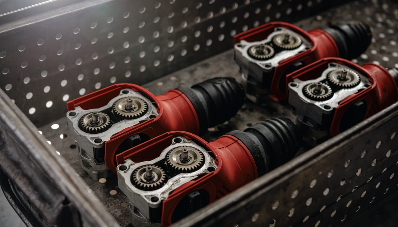 Disassembled combi hammers are collected for refurbishing in a repair center