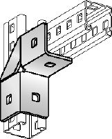 MC-A-90 OC-A Hot-dip galvanised (HDG) angle connector for 90-degree attachment of MC-3D channels to one another with higher load requirements outdoors