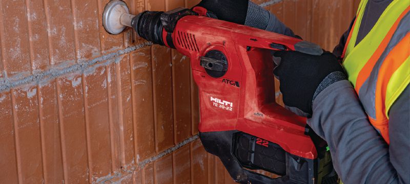 TE 30-22 Cordless rotary hammer Powerful cordless SDS Plus (TE-C) rotary hammer with Active Vibration Reduction and Active Torque Control for concrete drilling and chiseling (Nuron battery platform) Applications 1