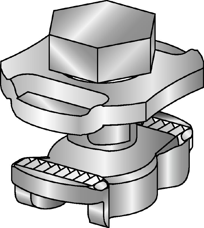 MQN Galvanised channel connector for joining any elements with a butterfly opening