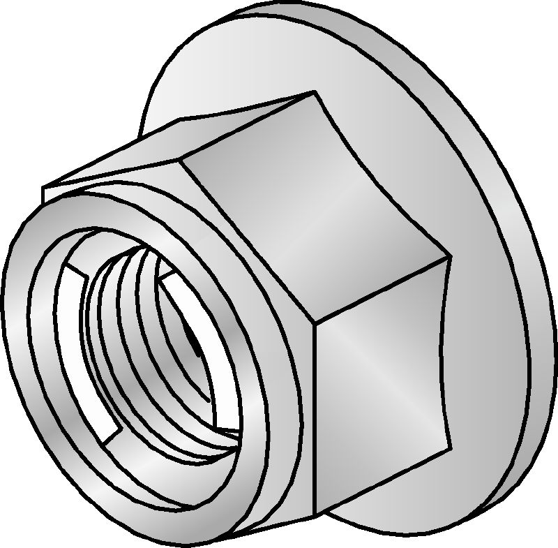 M12-F-SL-WS 3/4 Hot-dip galvanised (HDG) hexagon nut with self-locking mechanism used with all MI connectors