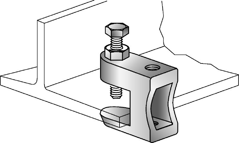 MAB-M beam clamp Galvanised beam clamp for fastening threaded rods to steel girders with internal thread