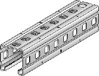 MC-3D-41 OC-A Hot-dip galvanised (HDG) installation channel for 2D and 3D outdoor applications