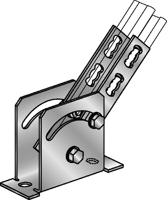 MQP Swivel base Galvanized pivoting base for fastening strut channels to concrete