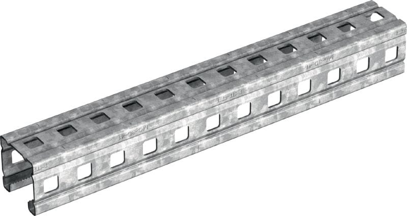 MC-3D-41 OC-A Hot-dip galvanised (HDG) installation channel for 2D and 3D outdoor applications