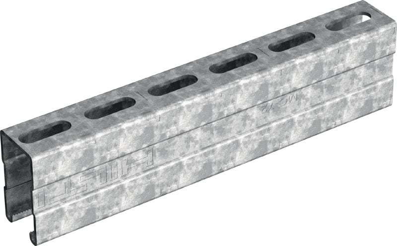 MC-72 OC-A Hot-dip galvanised (HDG) installation channel for higher load requirements and outdoor use